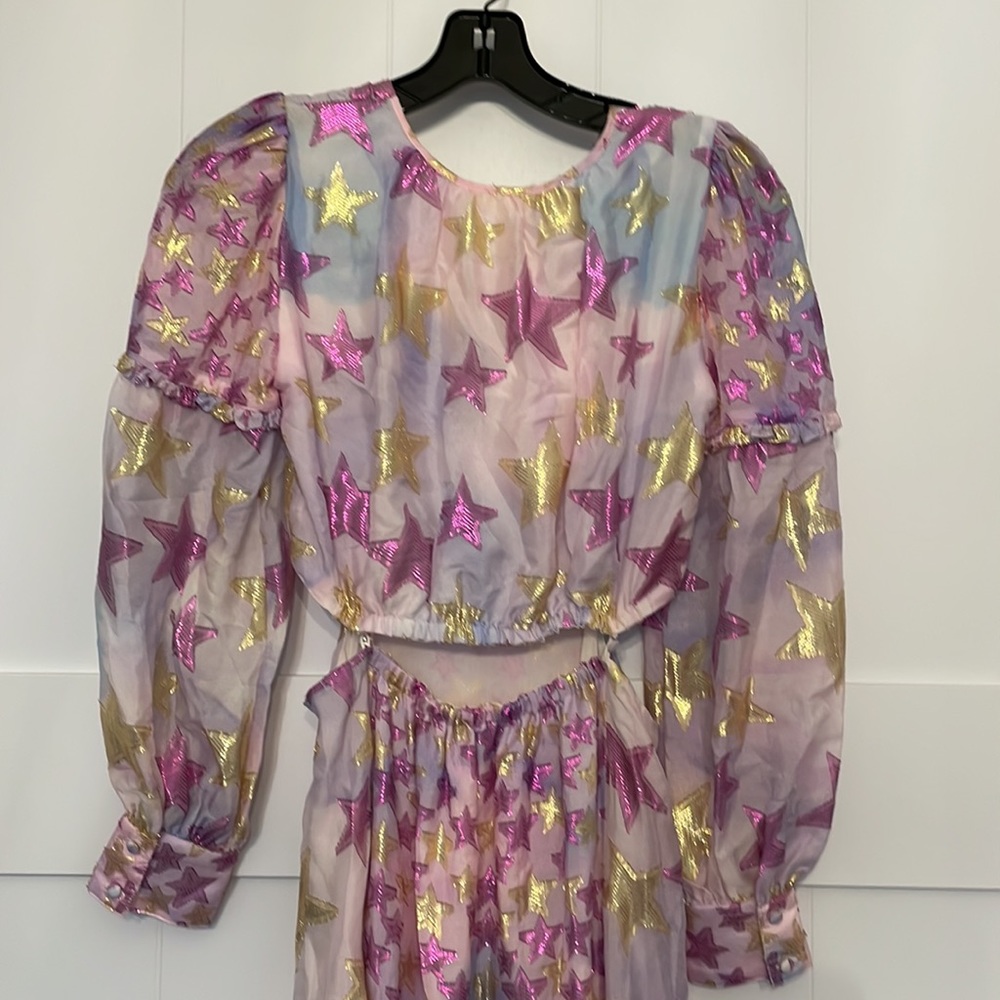 NWT LoveShackFancy Aneesha dress multi-sized lurex star print - Picture 9 of 12